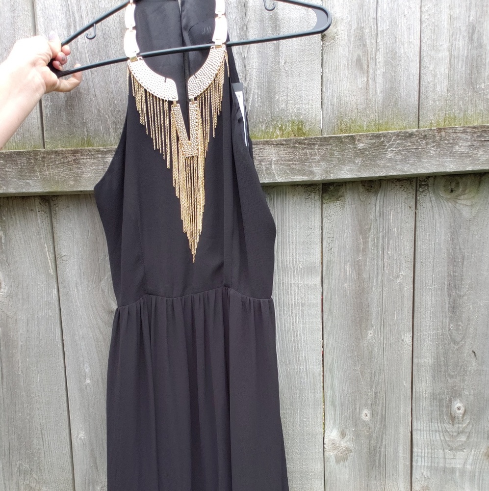 Gold Neclace Black Maxi